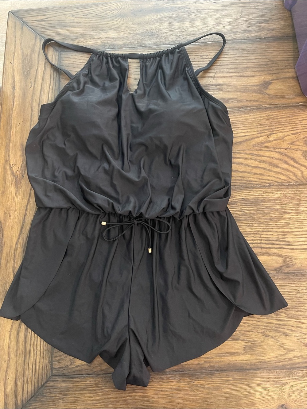 Time and Tru Black Women’s Swim Romper NWOT 1X - Picture 3 of 12